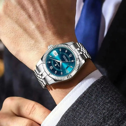 POEDAGAR Original Men Wristwatch Waterproof Luminous Date Business Man Clock Stainless Steel Quartz Military Men's Watches Reloj