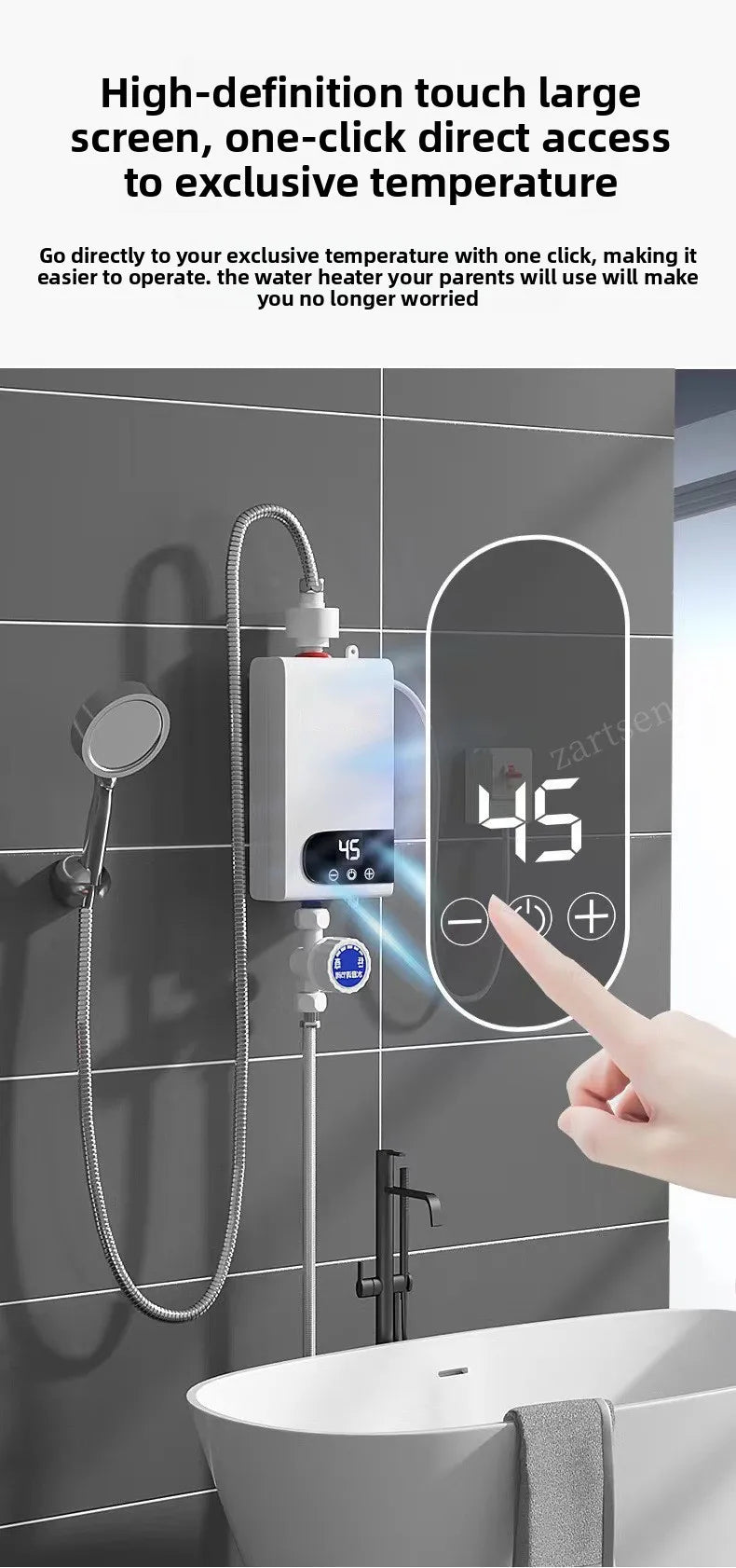 5500W Newest Water Heater Instant Water Heater Tankless Instantaneous Faucet Tap Kitchen Hot Water Crane LED Digital