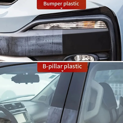 Car Plastic Restorer, Ceramic Coating, 2-3 Years of Long-Lasting Protection, Restoration and Whitening, Black Gloss, Plastic Trim and Rubber Maintenance