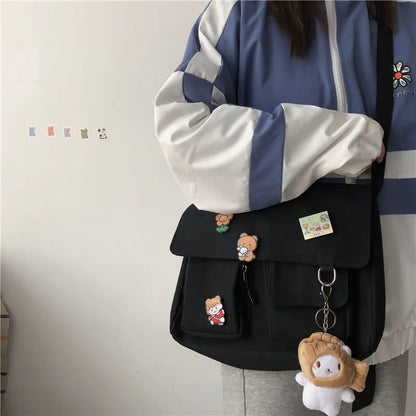 Japanese Harajuku Cute Retro Girl Messenger Shoulder Bag Canvas Student School Female