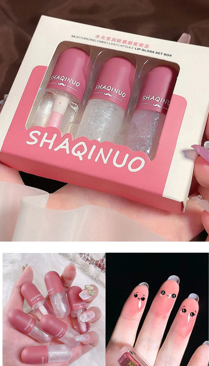 Shuiguang capsule lip honey kit moisturizes and moisturizes the mirror surface sparkling colorless transparent glass lip oil
