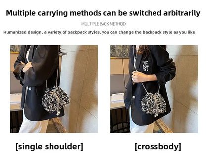 Crossbody Bags Sequin Women's New Korean Bucket Bag Bright Eyes Style Fashion Crossbody Dinner Single Shoulder Bags