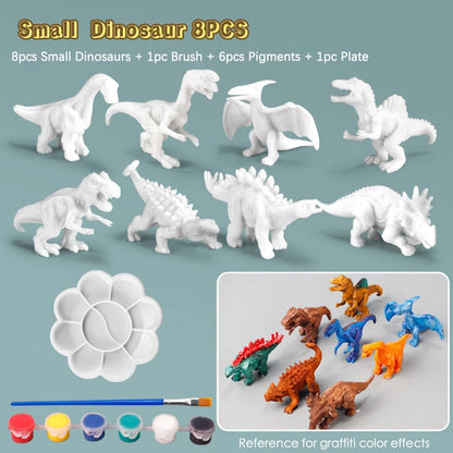 6/8PCS Unpainted DIY Dinosaur Painting Kit, Blank Model Toys for Kids 3+ Years Creative Graffiti Montessori Educational Art Gift