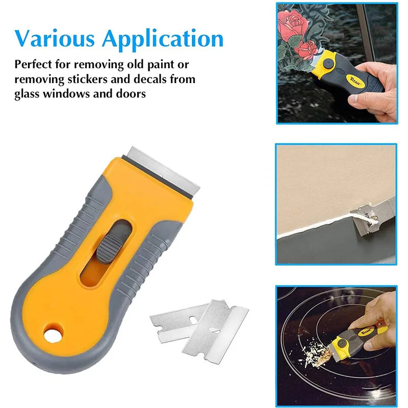 100Pcs Razor Scraper Blades Car Sticker Remover Window Glass Paint Scraper Cleaning Tool Steel Non Scratch Replacement Blades