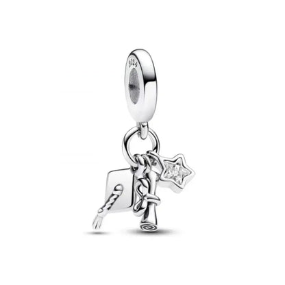 2025 New S925 Silver Spring Ball Bear Cross Pendant Suitable for Original Bracelets DIY Accessories Women's Charm Jewelry Gifts
