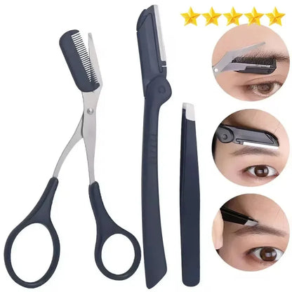 1/3pcs stainless steel eyebrow clip comb Scissors Eyebrow trimmer Eyebrow trimmer tool Women's beauty tools eyebrow tweezers