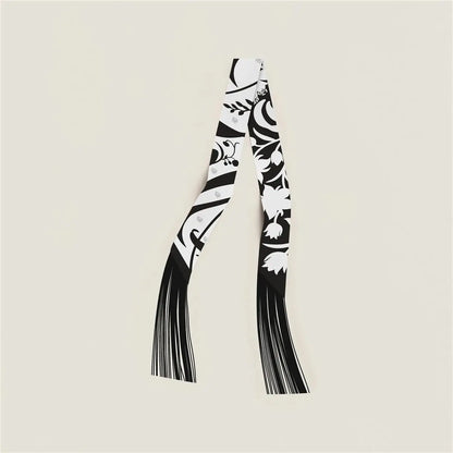 130x5cm Tassel Cashew Print Scarf Women's All-season Twill Silk Decorative Ribbon Multi-purpose Bag Hair Tie Belt Scarf
