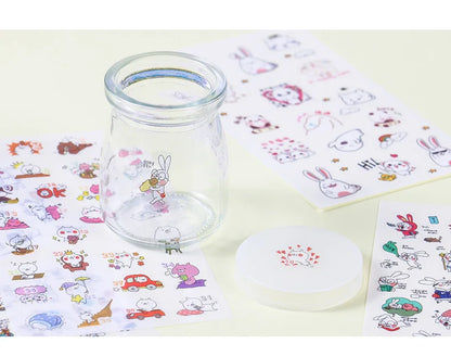 6Pieces/Set Transparent Pvc Waterproof Cartoon Sticker DIY Hand Account Decorative Stickers Kawaii Phone Cup Stickers