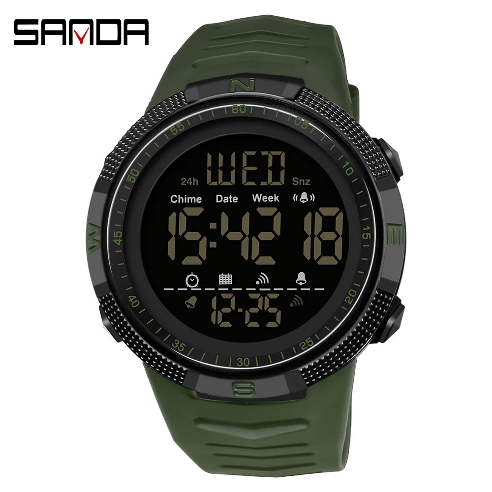 SANDA Brand Military Sport Watch Mens Clock Fashion Digital Wristwatch Shockproof Countdown Watches Waterproof Hour Bracelet