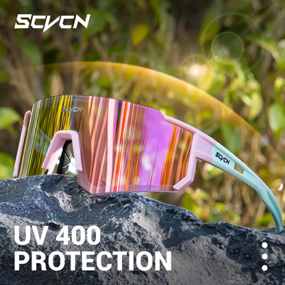 SCVCN Photochromic Sunglasses Cycling Glasses Outdoor Cycling Road Mountain Bike Glasses Men and Women Casual Hiking Windproof