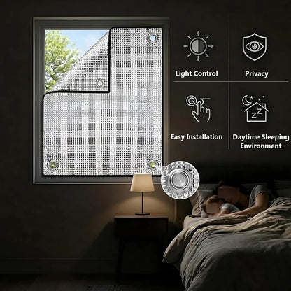 Thermal Insulation Window Film,Reusable Sun-Protective Heat-Insulating Aluminum Foil Blackouts Window Cover,With Suction Cup