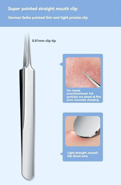11Pcs/Set Acne Needle Blackhead Clip Remover Extraction Pore Black Head Cleaner Face Skin Care Cleansing Needle Tool Cell Clamp