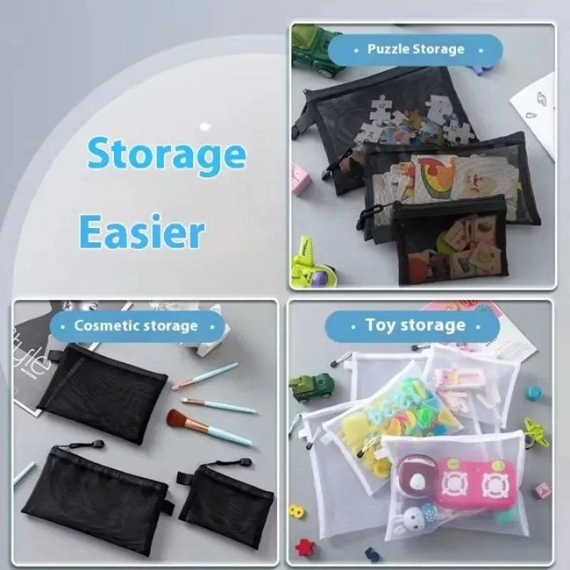 New Puzzle Storage Bag Children's Building Blocks Small Toys Special Sorting Bags Transparent Mesh Gauze Zipper Mesh Bags