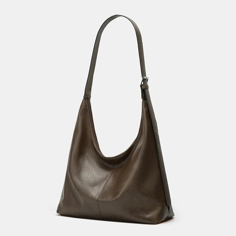 Trendy Casual Soft Pu Women's Handbags Solid Color Large Capacity Female Shoulder Bag Retro Tote Bag for Commute Shopping