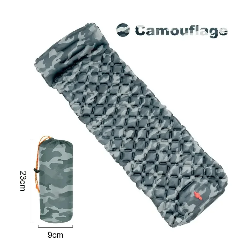 Outdoor Camping Inflatable Mattress Ultralight Air Mat with Built-in Pump Hiking Sleeping Pad Pillow