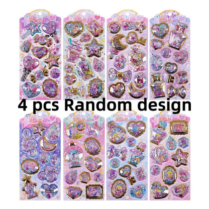 Kawaii Capsule Sparkling 3D Stickers Scrapbooking Diy Journal Stationery Sticker Cute Deco Art School Supplies