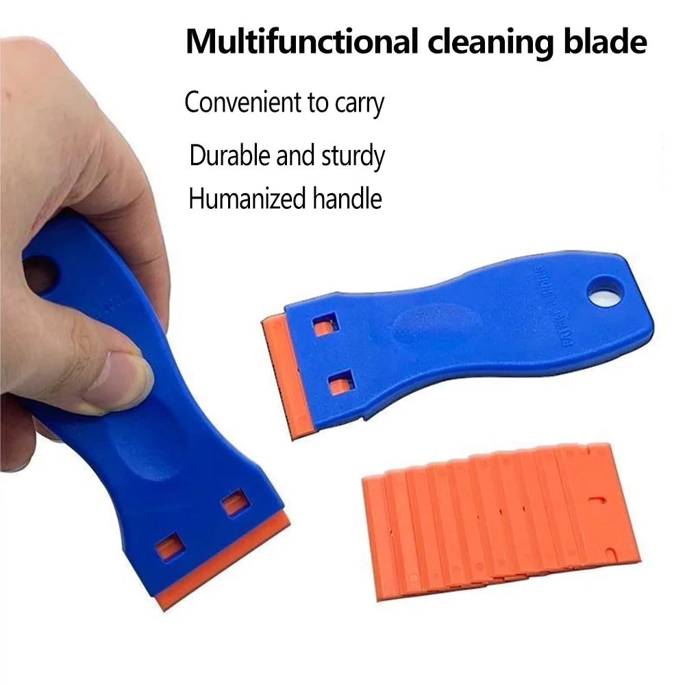 Plastic Razor Blade Scraper Tool Razor Scraper With Plastic Blades Cleaning Scraper Remover For Floor Stove Car Window Glass