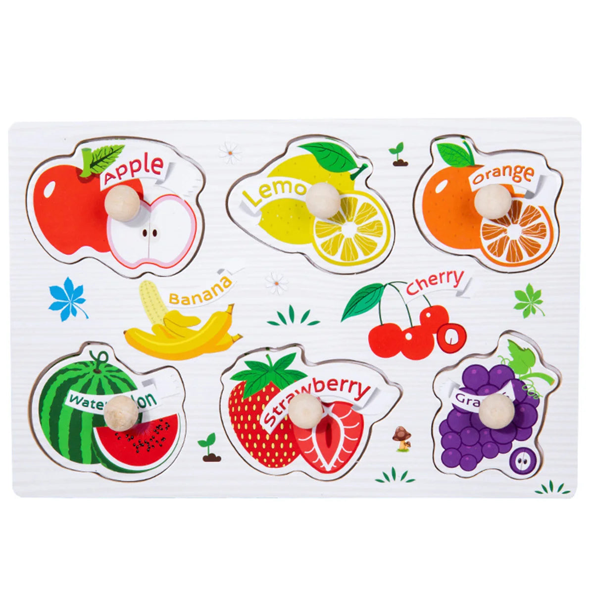1pc Wooden Jigsaw Puzzle Kids Montessori Games Educational Toys for Children Animal Fruits Shapes Hand Grasp Board Wood Puzzles