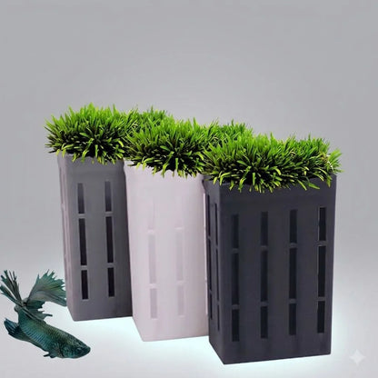 A black plant support with clips for holding aquatic plants in fish tanks