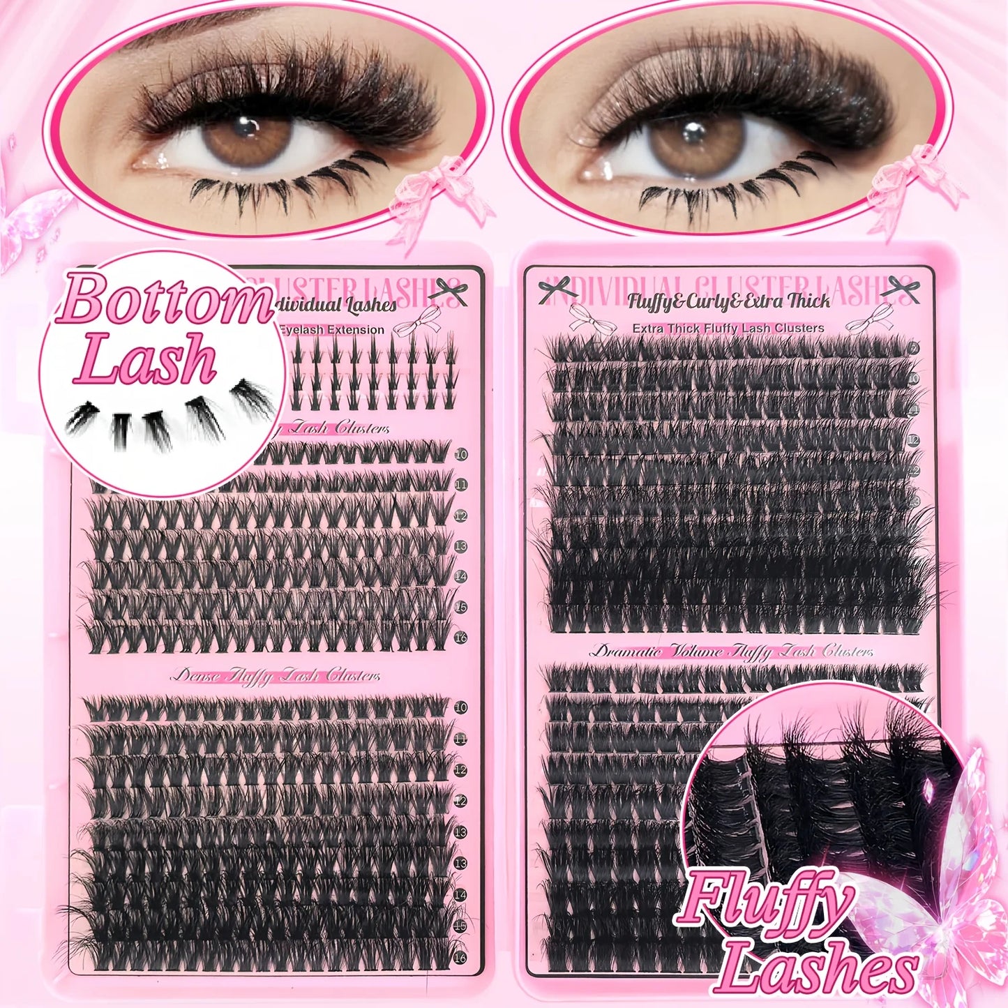 480/800pcs Individul Claster Eyelash Natural&Thick & Fluffy Extension 30D 40D 50D 60D 80D 100D Mix Length DIY Cluster eyelashes