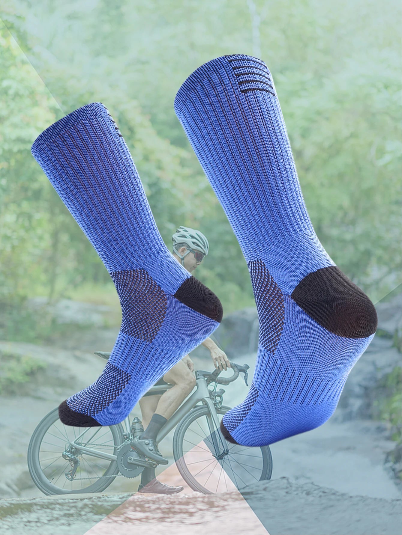 1 Pair Cycling Socks Compression Athletic Crew Running Socks Mens Womens Hiking Riding Bike Workout Climbing Sports
