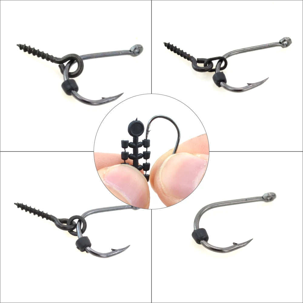 Hirisi 50pcs Rubber Beads for Carp Fish Hook Carp Fishing Accessories Fish Hook Stoper 20pcs Fishing Boilie Screw Chod Rigs