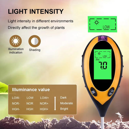 New Soil pH Meter 3 in 1/4 in 1 PH Light Moisture Acidity Tester Soil Tester Moisture Meter Plant Soil Tester Kit for Flowers