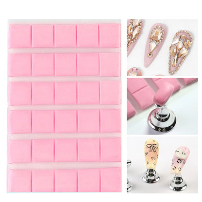 New 30Pcs PInk Green Nail Adhesive Glue Clay Reusable Tacky Gel,Use With Nail Art Practice Stand Manicure Tools Supplies