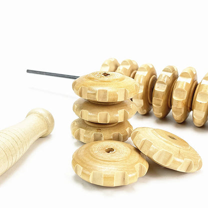 Natural Curved Wooden Massage Roller for Waist and Thigh, Multi-Functional Body Roller for Cellulite Reduction & Muscle Tension