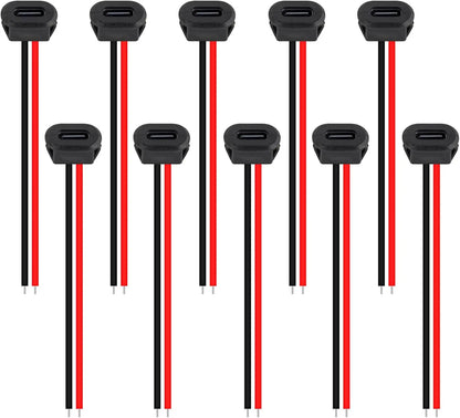 5/10pcs Type-C Female Chassis Connector USB C Female Chassis Direct Crimp Jack Female Charging Port Extension Power Cable