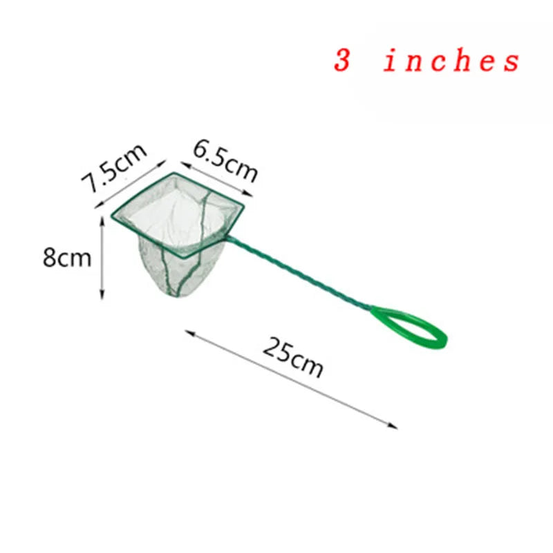 Large 3-12 Inches Fish Net Long Handle Square Aquarium Accessories Betta Shrimp Net Fishing Net Fish Tank Cleaning Tools