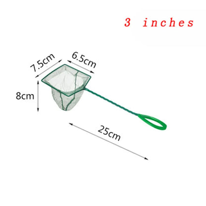 Large 3-12 Inches Fish Net Long Handle Square Aquarium Accessories Betta Shrimp Net Fishing Net Fish Tank Cleaning Tools