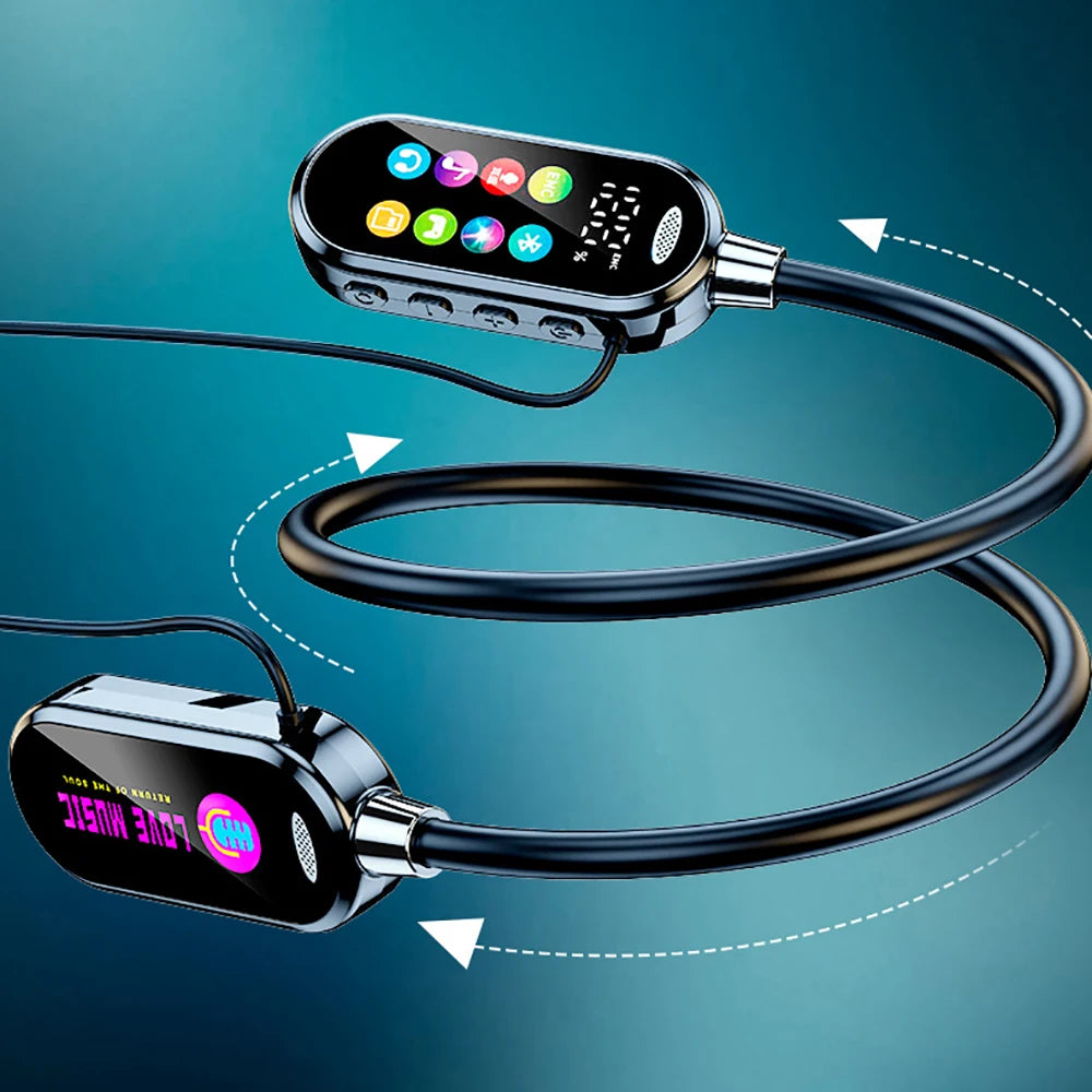 Color Screen Bluetooth 5.4 Earphones Neckband Headphones Wireless Headsets Noise Reduction Earbuds for Live Earphone Monitor