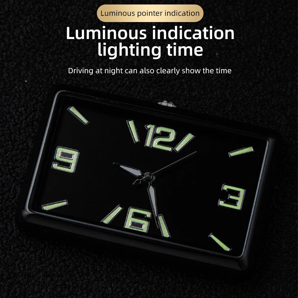 Auto Fashion Square Watch Car Clock Interior Decoration Self-adhesive Electronic Vent Clip Watch Automobile Quartz Clock