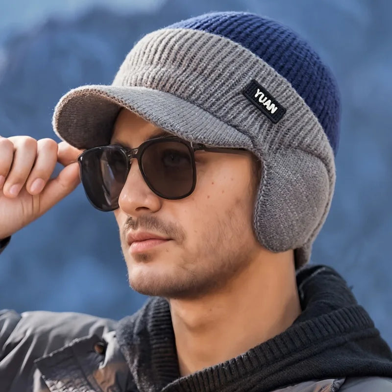 Winter Thermal Knitted Baseball Cap Thickened Ear Protection Warm Hat Windproof Men Women Outdoor Sports Running Hiking Beanie