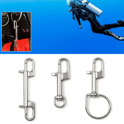1PC 316 Stainless Steel Swivel Eye Bolt Spring Snap Hook Double Head Hook Marine Diving D Ring Snap Hooks With Swivel