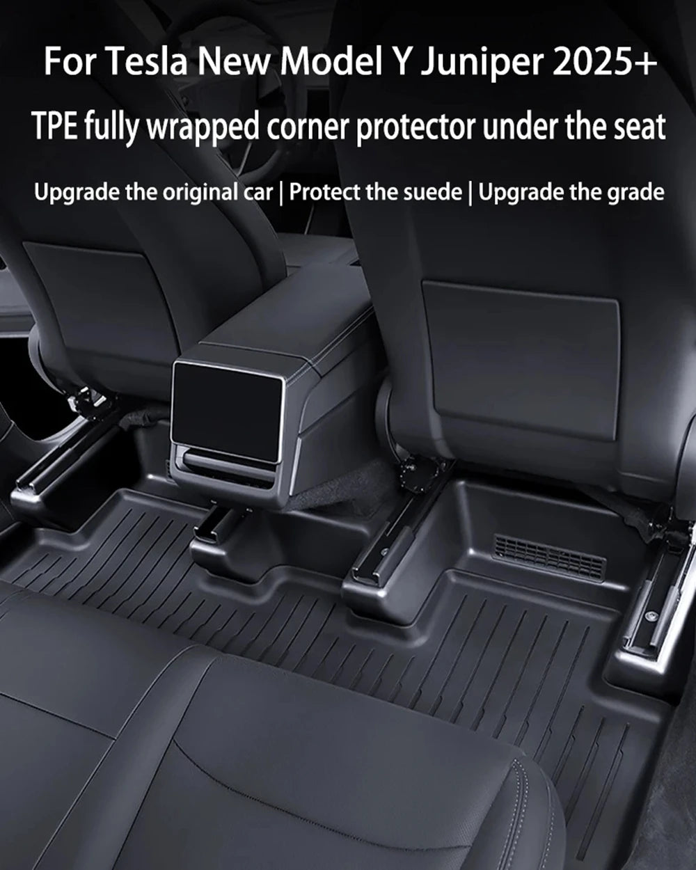 For Tesla Model Y Juniper 2025 2026 Under Seat Corner Guard Seat Slide Rail Protector Cover Anti-Kick Decor Flocking Accessories