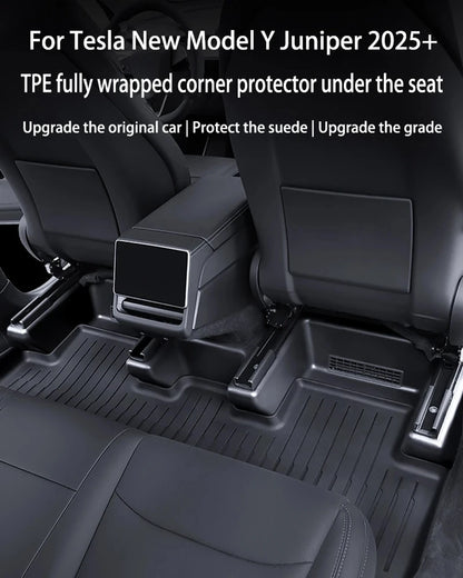 For Tesla Model Y Juniper 2025 2026 Under Seat Corner Guard Seat Slide Rail Protector Cover Anti-Kick Decor Flocking Accessories