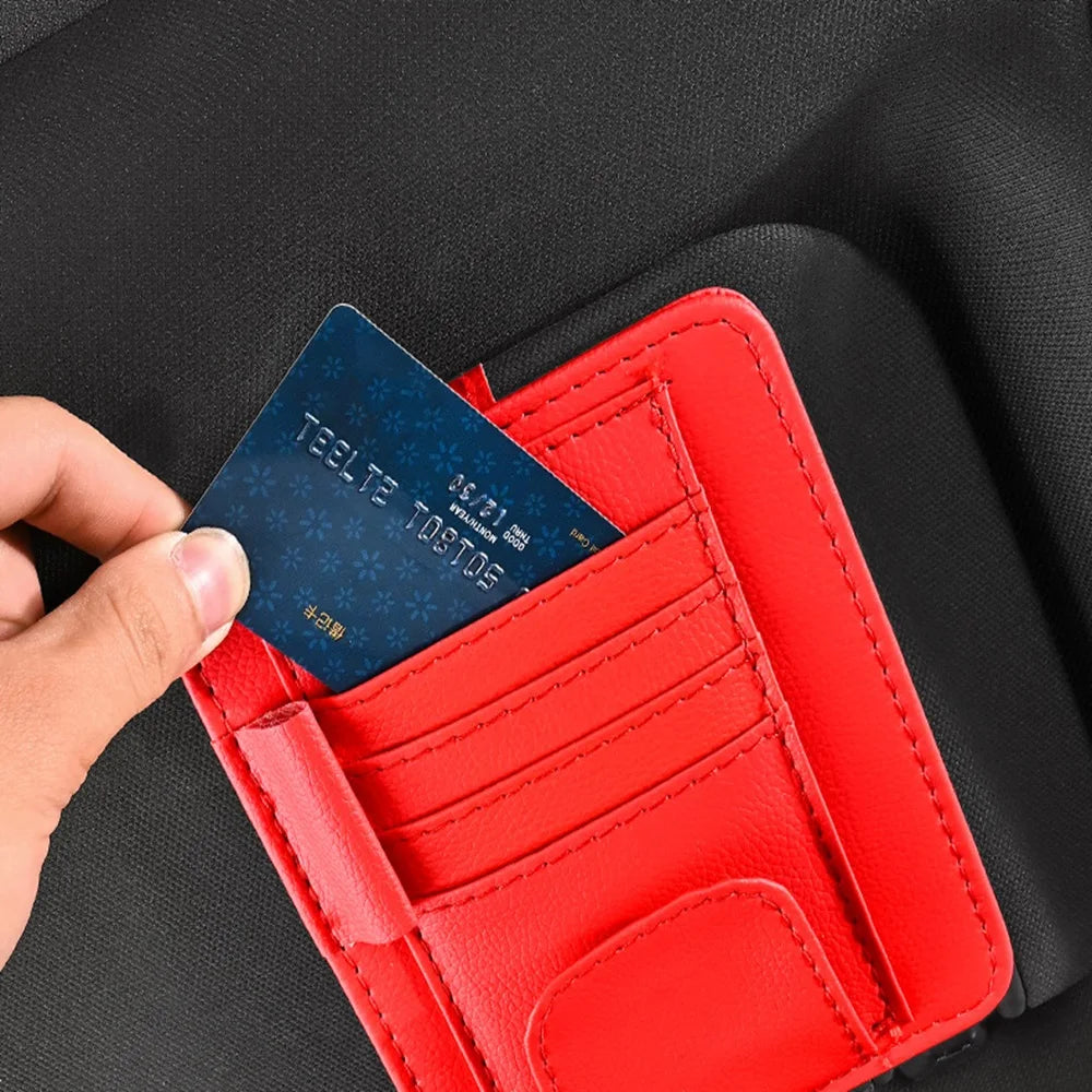 Multi functional ID storage clip car sun visor sun visor small card bag clip car glasses clip banknote storage bag