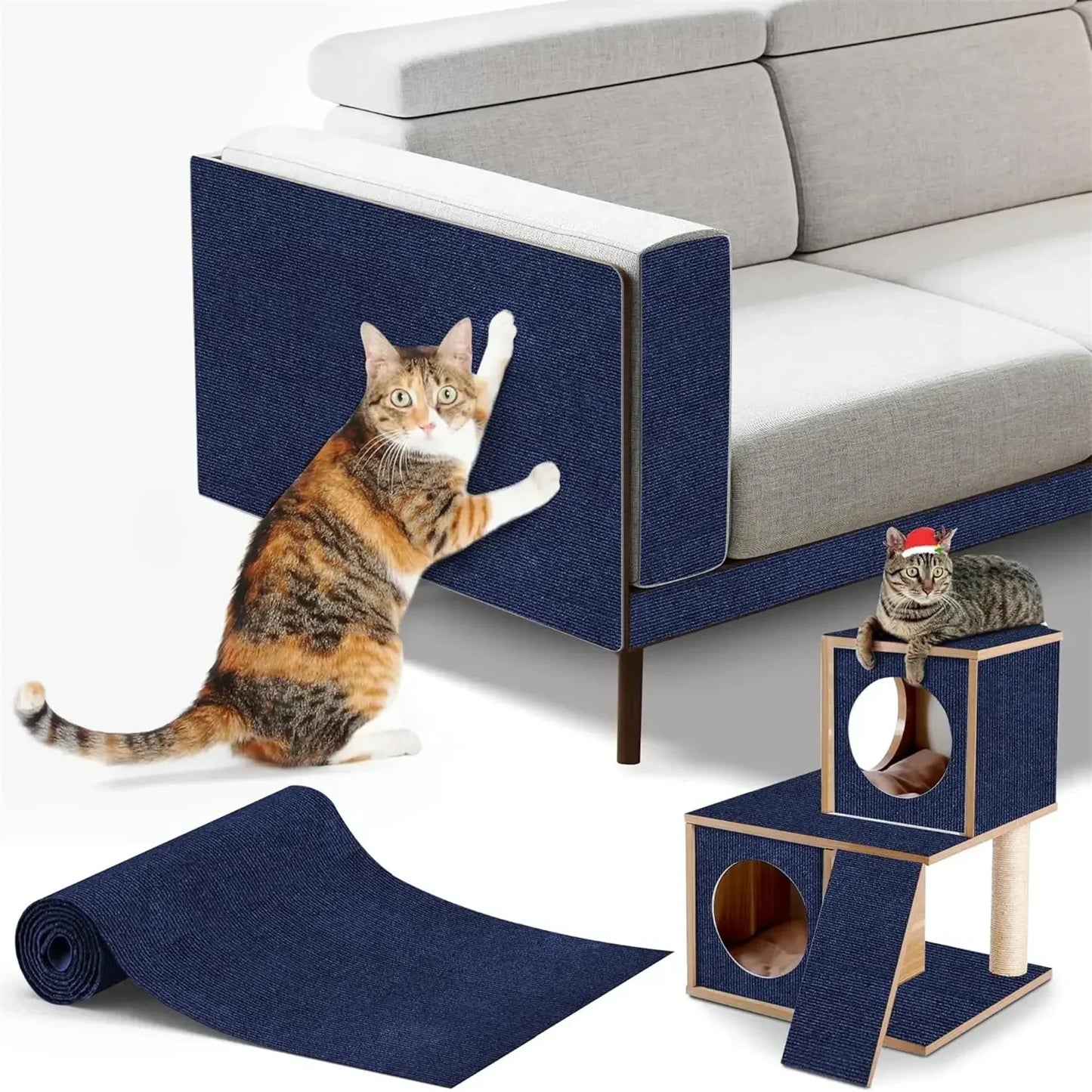 7 Colors Cat Scratcher Sofa Protector Cats Scratcher Pad Board Protection Trimmable Self-adhesive Carpet DIY Cat Scratch Mat