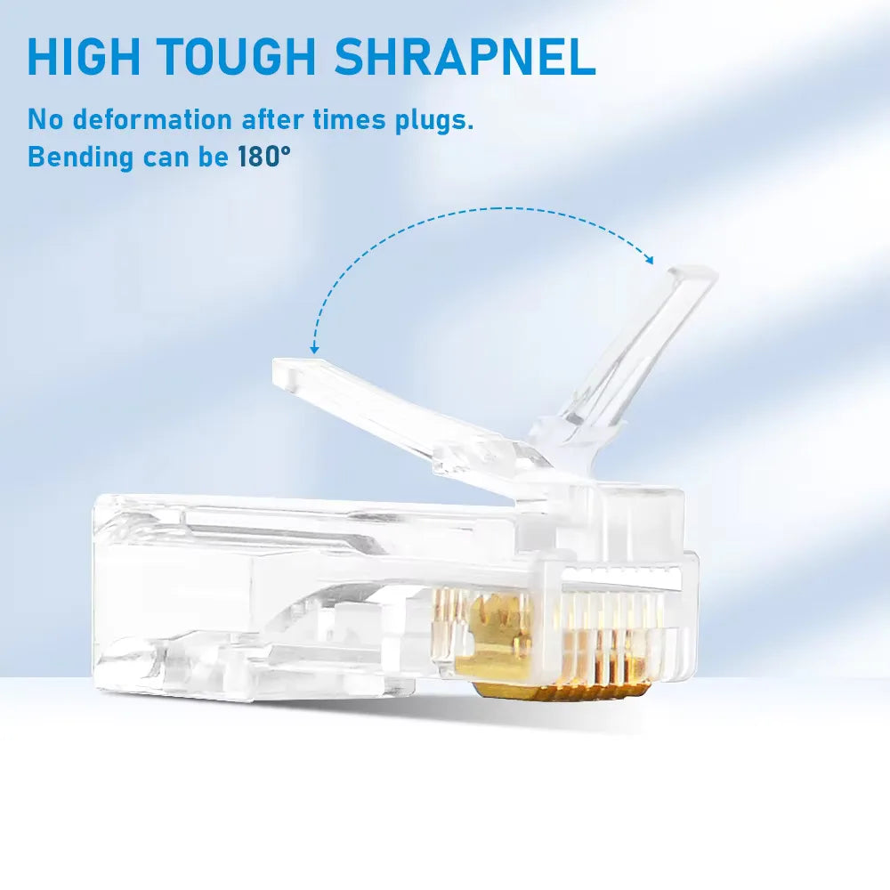 10/50/100Pcs Pass Through RJ45 Cat6/Cat5e Connectors Crystal End 8P8C Crimp UTP Standard Ethernet Network Modular Plug
