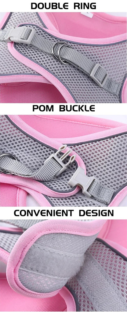 Soft mesh dog chest strap, suitable for training walks, adjustable dog vest, suitable for small and medium-sized dogs and cats