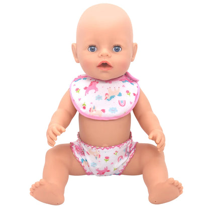 2pcs Doll Diapers Doll Underwear for 14-18 Inch Baby Dolls and Other Similar Dolls 43cm Baby Born Doll Underwear Doll Bibs
