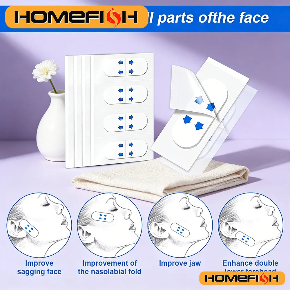 80pcs Invisible V Face Lifting Patches Facial Slimming Firming Stickers for Forehead, Neck & Chin