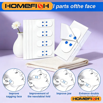 80pcs Invisible V Face Lifting Patches Facial Slimming Firming Stickers for Forehead, Neck & Chin