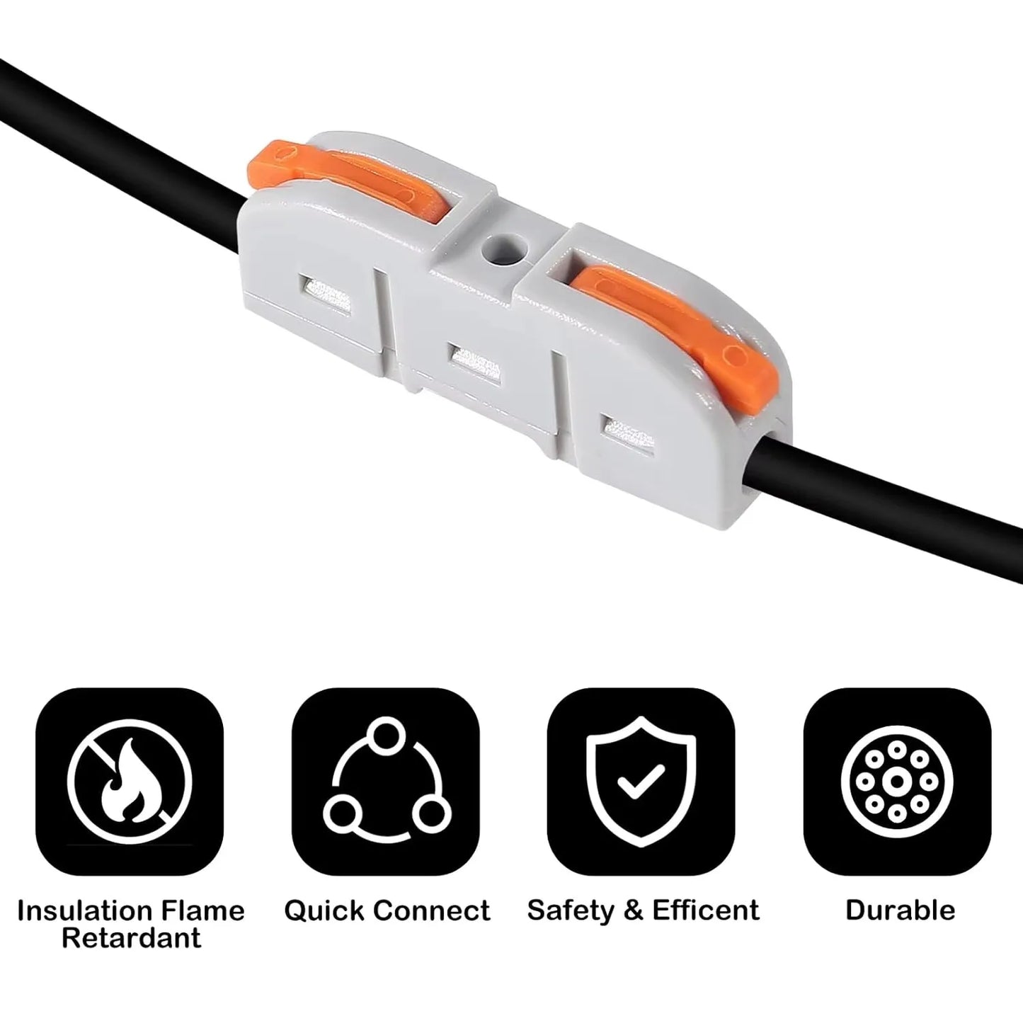 20/34/50PCS Lever Wire Connectors, 1 to 1 Inline Assemblable Wire Connector, Electrical Connectors Wire Terminals