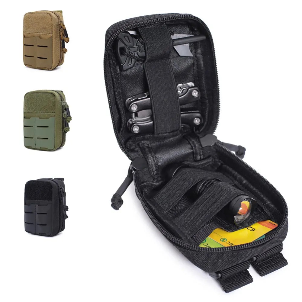 Tactical Mini Belt Pouches, Multi-Purpose Small Battery Case Compact Utility EDC Card Slot Holder Waist Bags Military Molle Pack
