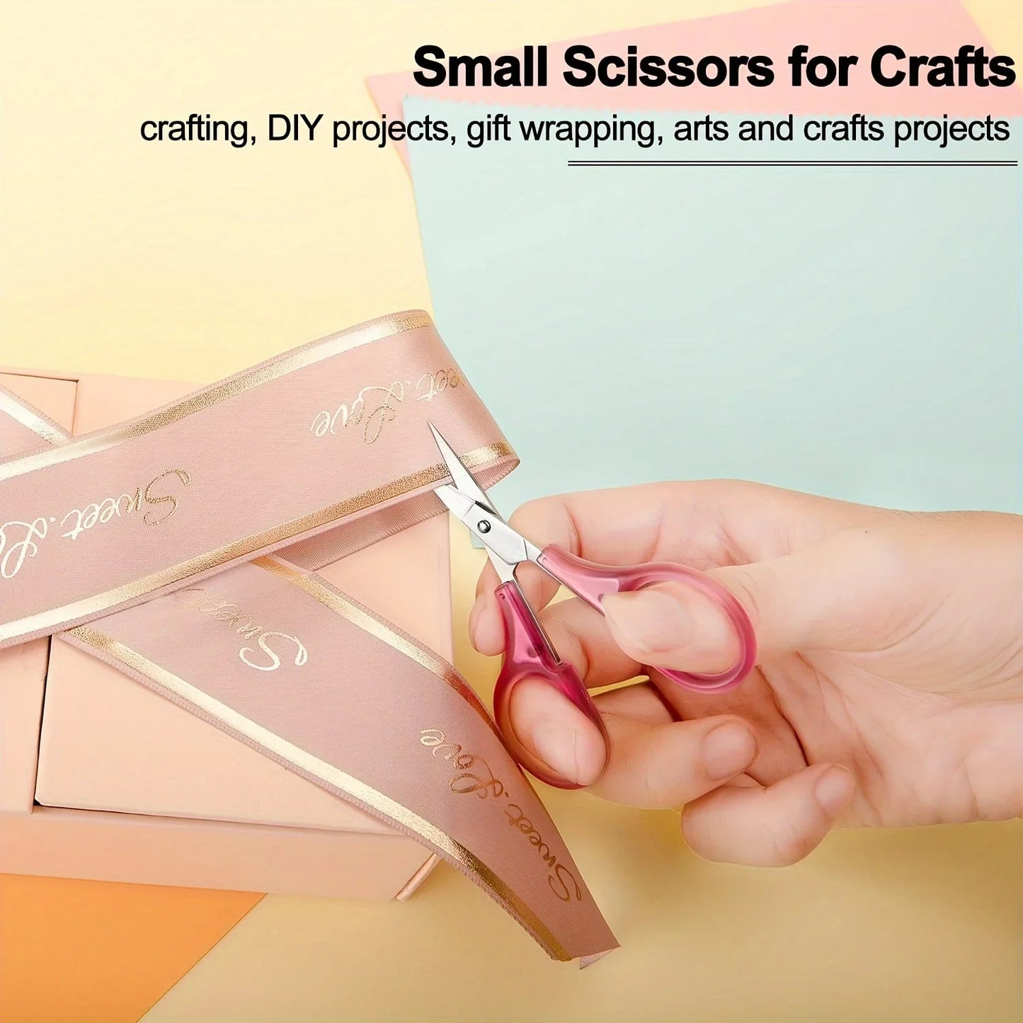 1pc Compact Precision Craft Scissors Sharp Stainless Steel Blades with Protective Cap, Tsa-Approved for Travel Stationery