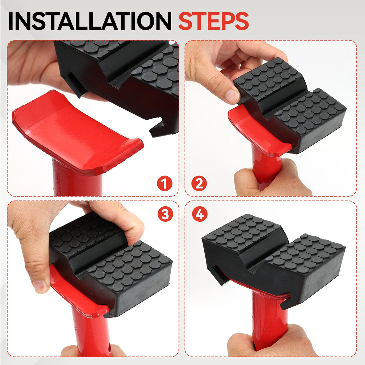 Car Slotted Lift Jack Stand Rubber Pad Saddle Adapter for All-in-One Frame Rail Pinch Lifting Repair Tools Safety Grip Pads