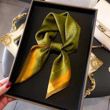 2025 New Fashion Luxury Printed Square Shawl Women 70x70cm Pashmina Silk Scarf Neck Headband Bandana